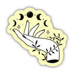 Load image into Gallery viewer, Mystic Hand and Moon Phase Sticker - Yellow
