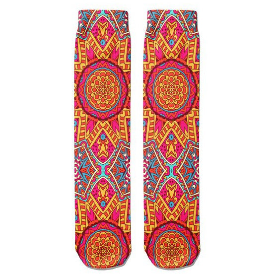 Mandala Unisex Red Socks