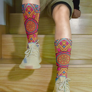 Mandala Unisex Red Socks