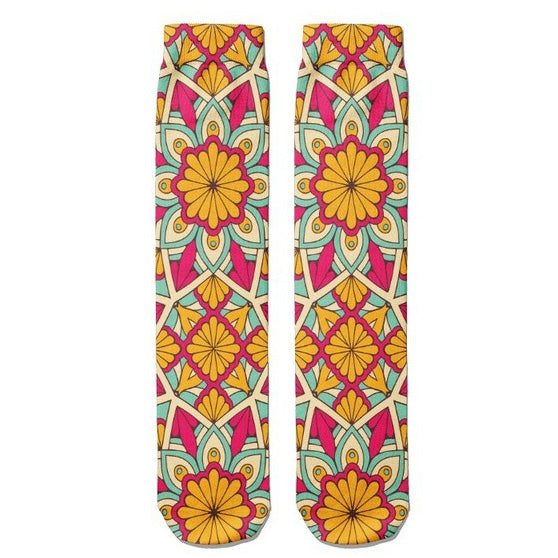 Mandala Unisex Yellow Socks