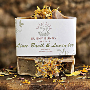 Lime Basil Lavender Handmade Soap with Nettle & Alkanet